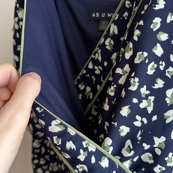 As U Wish Navy Blue and Green Animal Print Cinched Waist Jumpsuit, Size Small - Picture 8 of 16
